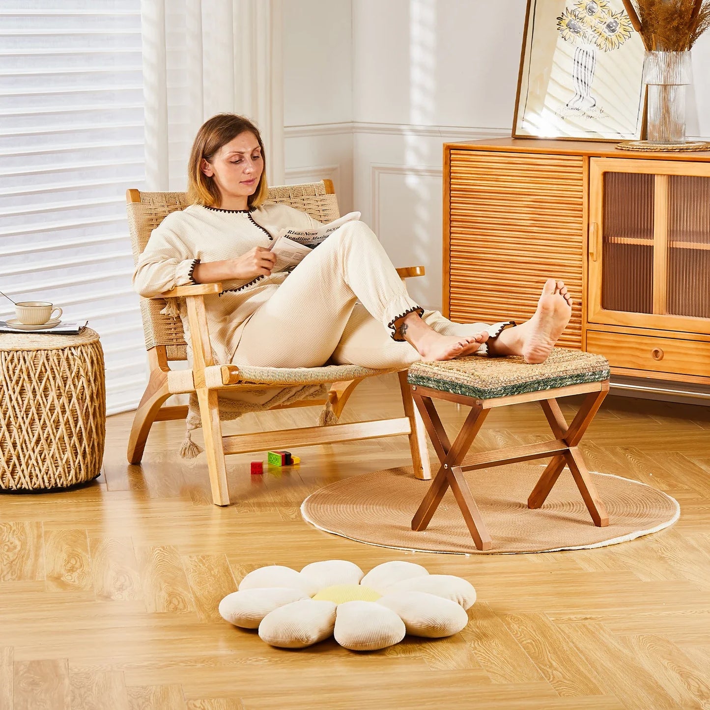 Ottoman Footstool Seagrass  Pouf Ottomans