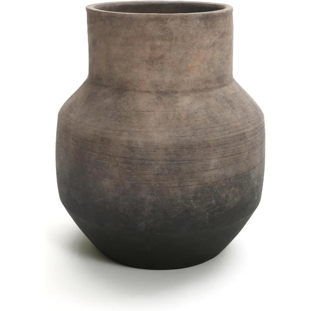 Round Ceramic Flower Vase, 13 Inch Brown Terracotta Vases