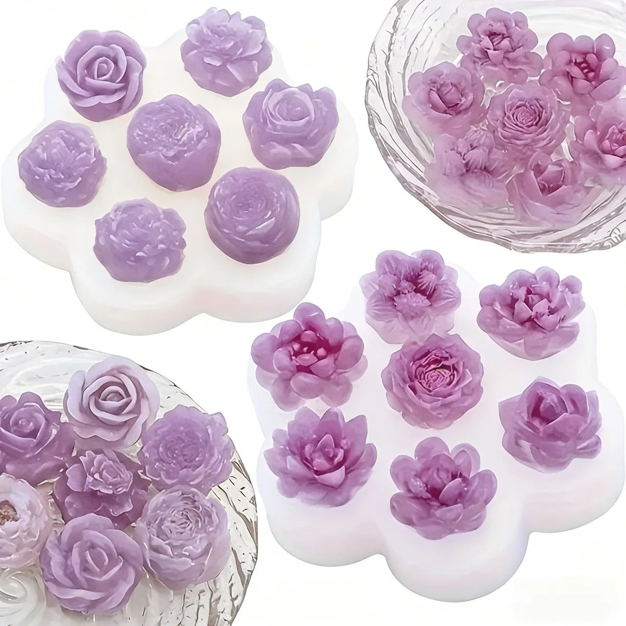 1 Piece 3D Elegant Rose Silicone Mold - Reusable Flexible Mold for Candles, Resin Art, Handmade Soap and Clay Making