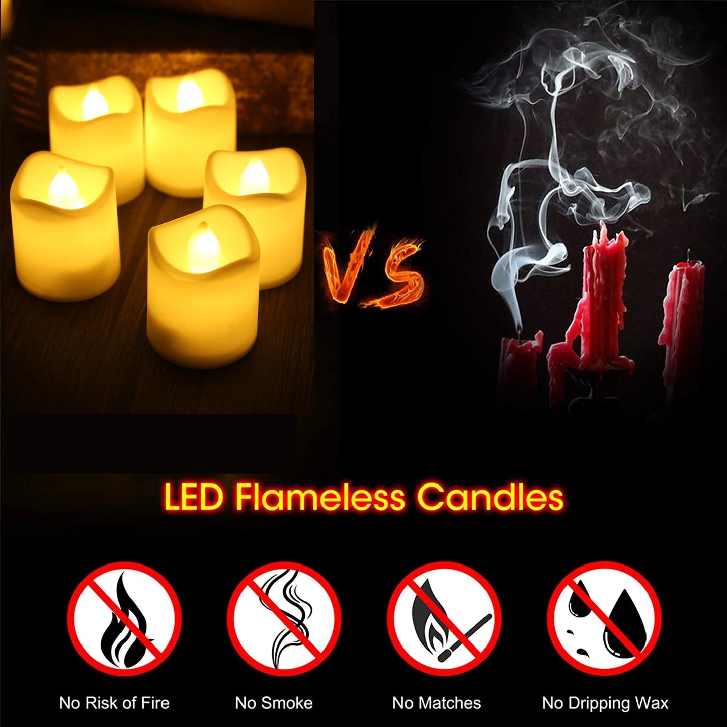 Flameless LED Votive Candles Set 100+Hour Lasting Electric Candles