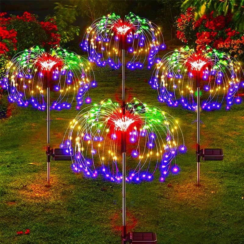 LED Solar Firework Lights Outdoor Dandelion Lawn Lamp