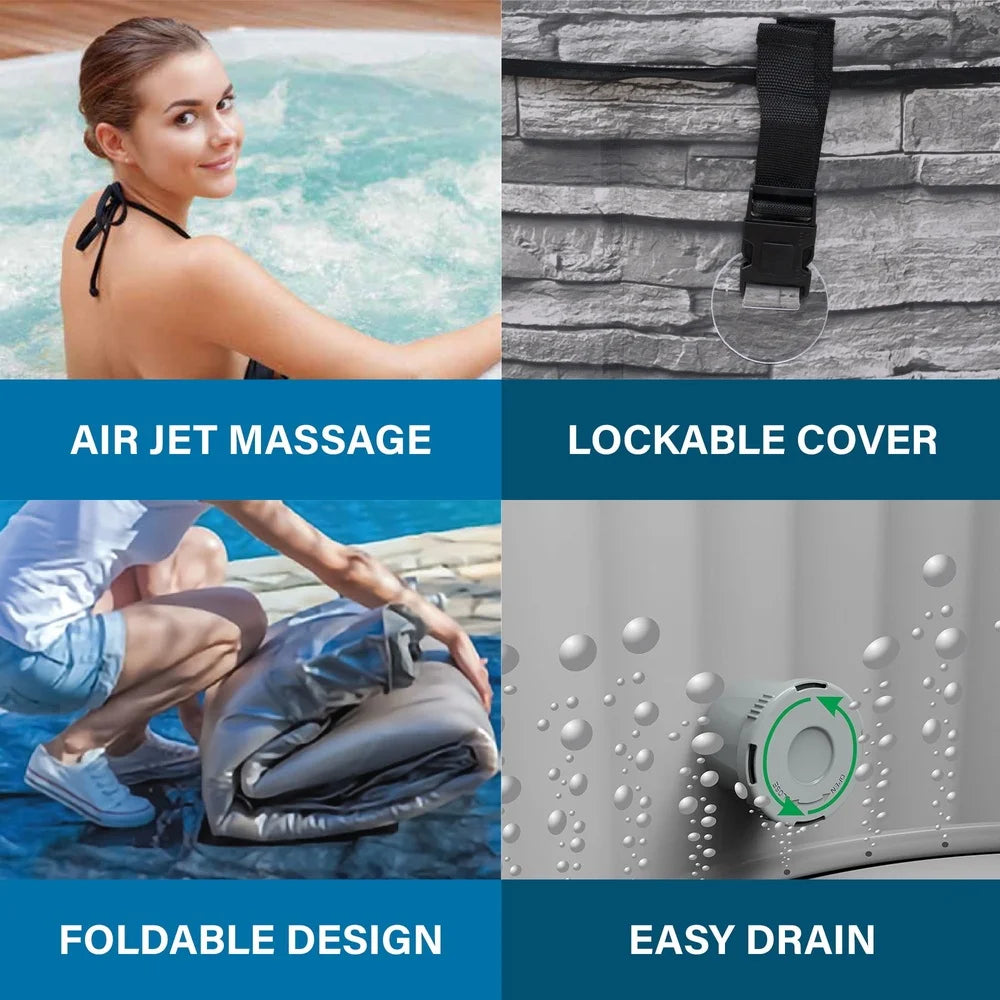 Inflatable Hot Tub 3-5 Person Heating to 104°F Digital Control