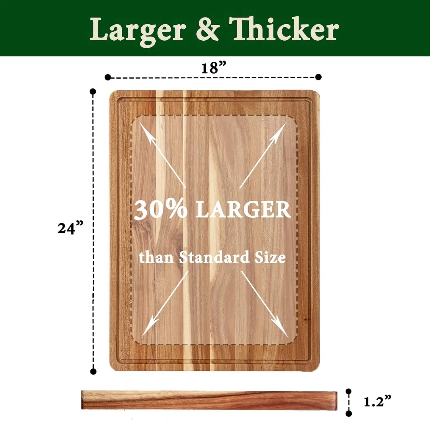 Extra Large Acacia Wood Cutting Board Thick Butcher Block