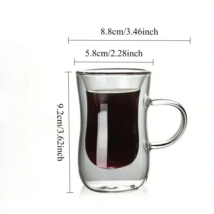 5 Sizes Double Wall Insulated Glass Cup Clear Espresso Coffee Mugs