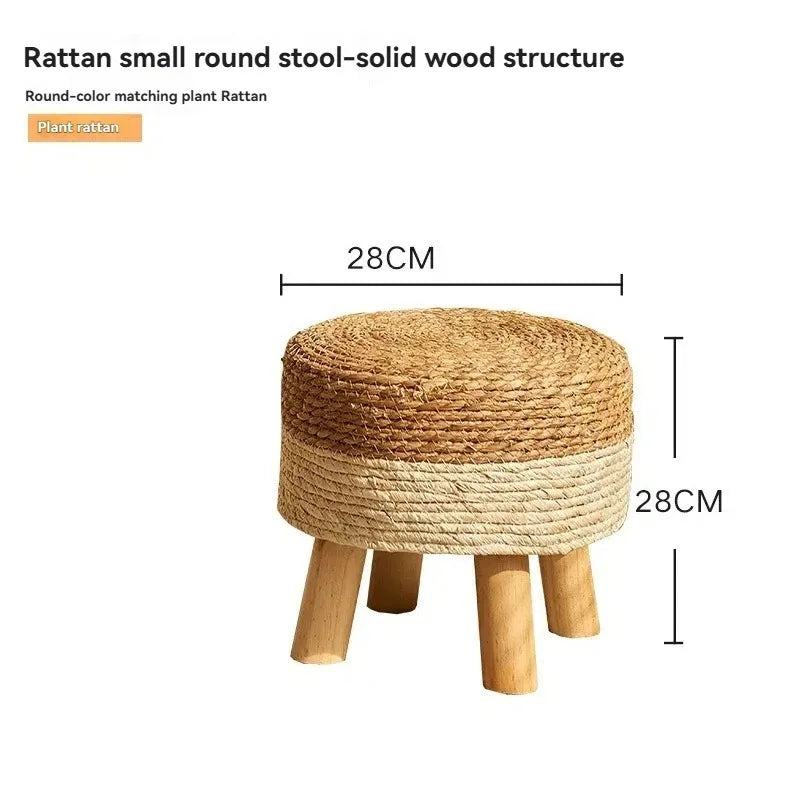 Natural Small Round Stool Thickened Seat for Shoe Change