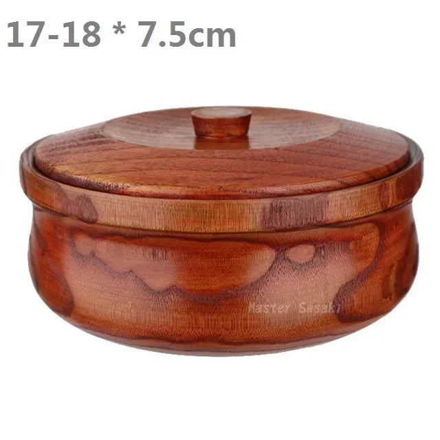 Solid wooden bowl with lid Durable