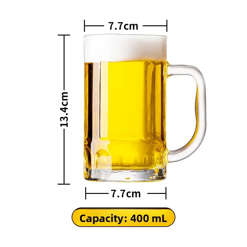 Large Capacity Beer Glass with Handle High End Glass Drinking Cup