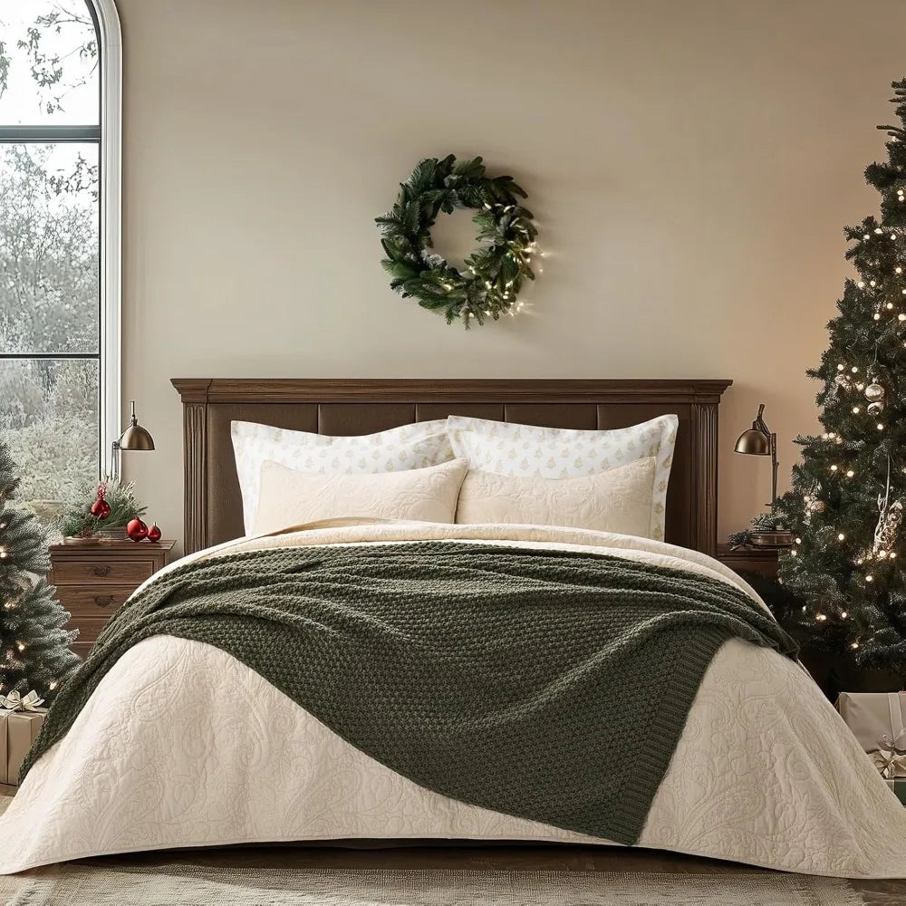 Chunky Chenille Knit Throw Blanket Soft Luxurious Moss Stitch