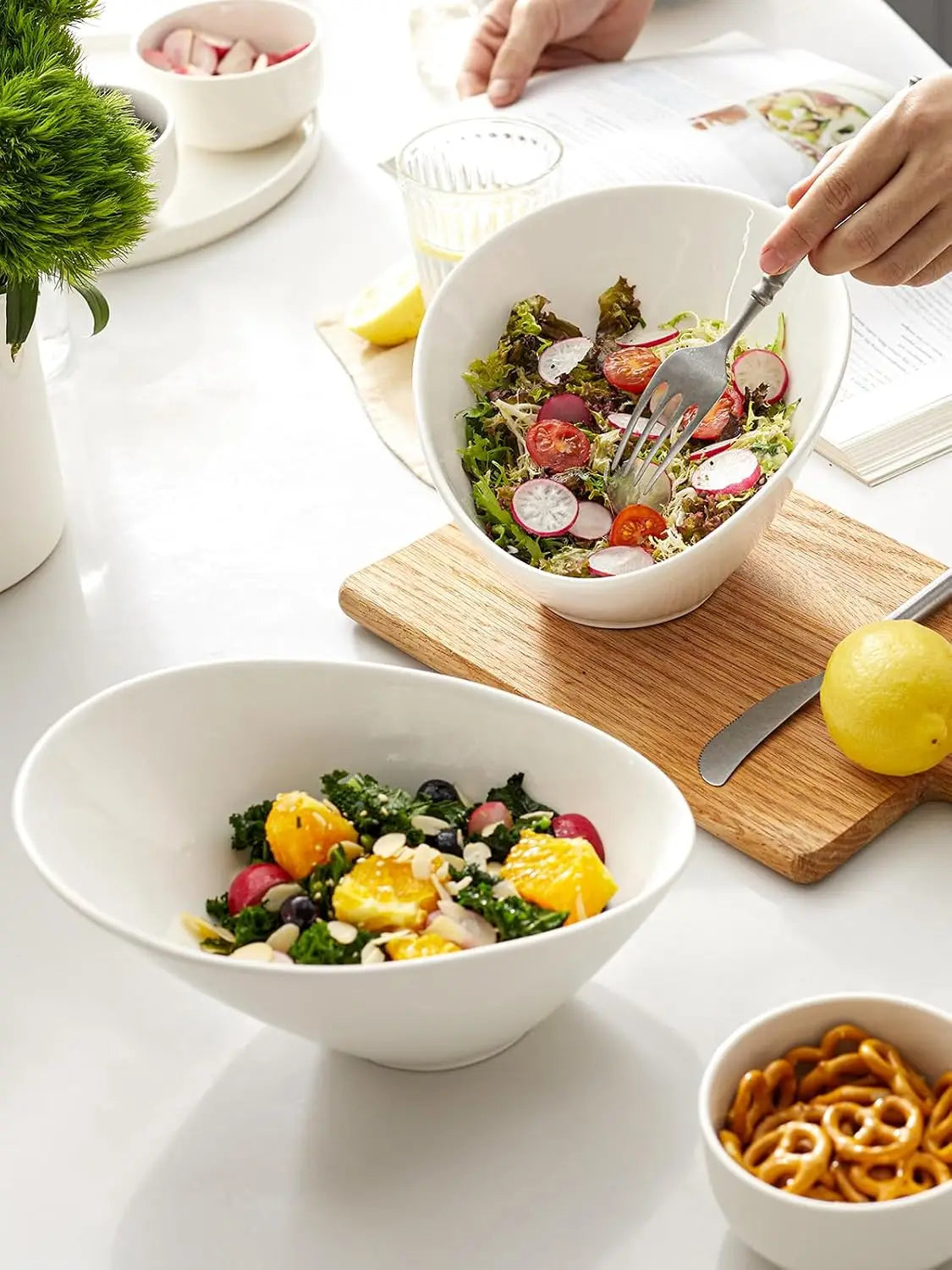 23 OZ Slanted Salad Bowls of 2 Packs - 9.5 Angled Serving Bowls
