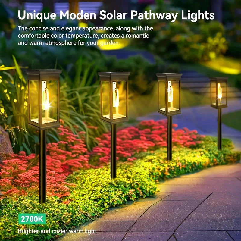 Solar Pathway Lights Outdoor Waterproof Warm LED All-Weather