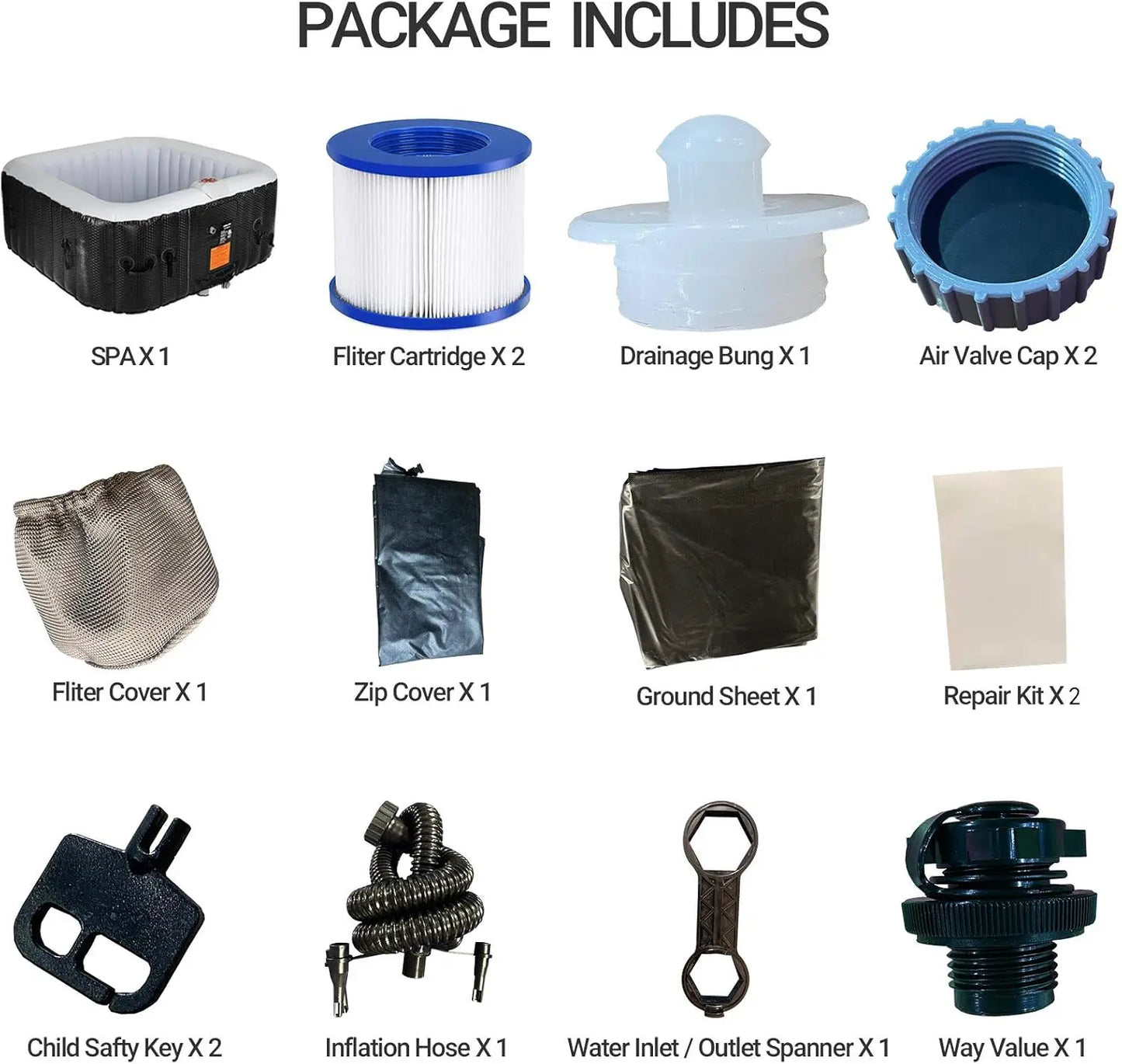 AquaSpa Portable Hot Tub 72X72X26 Inch Air Jet Spa  130 Bubble Jets