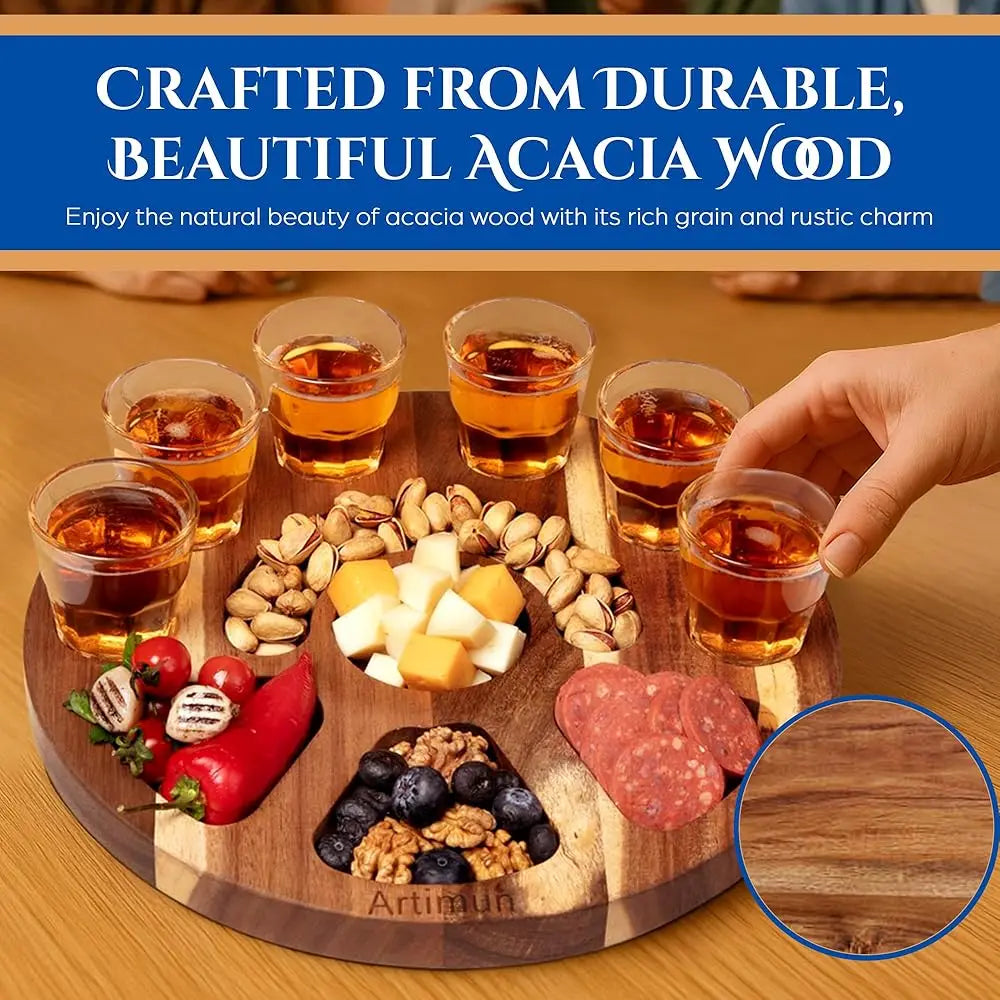 Tequila Shot Glasses Wooden Tray For Gift - Decorations
