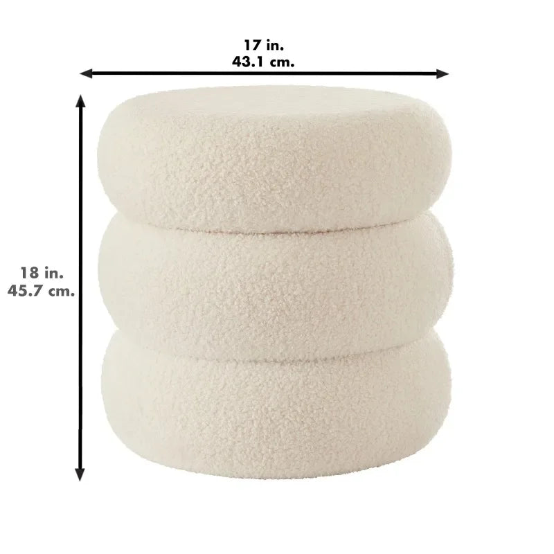 Boucle Cloud Storage Ottoman, Cream Color