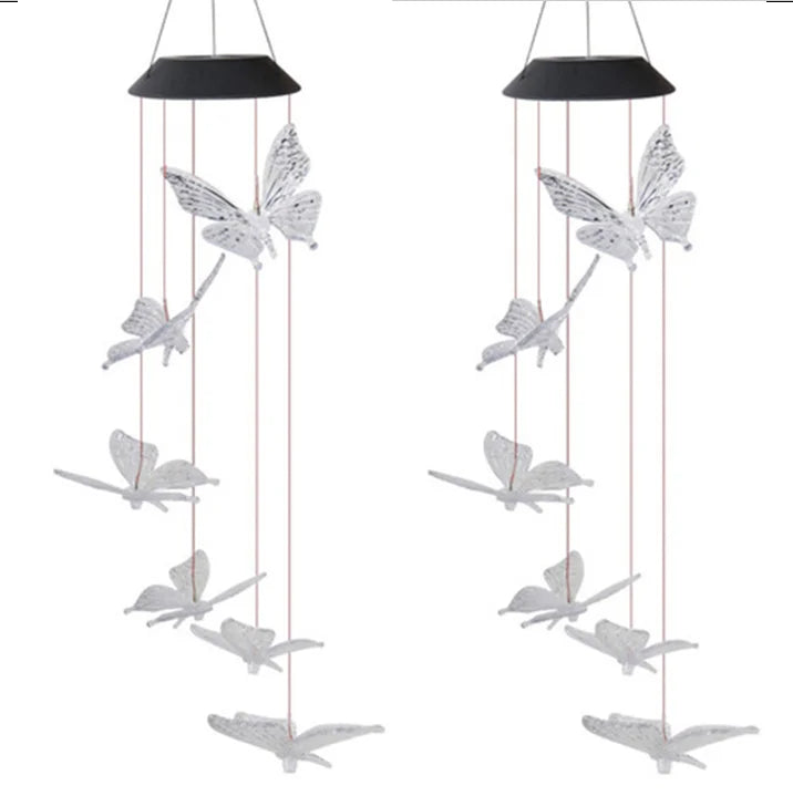 Solar Butterfly Wind Chimes, Color Changing Lights