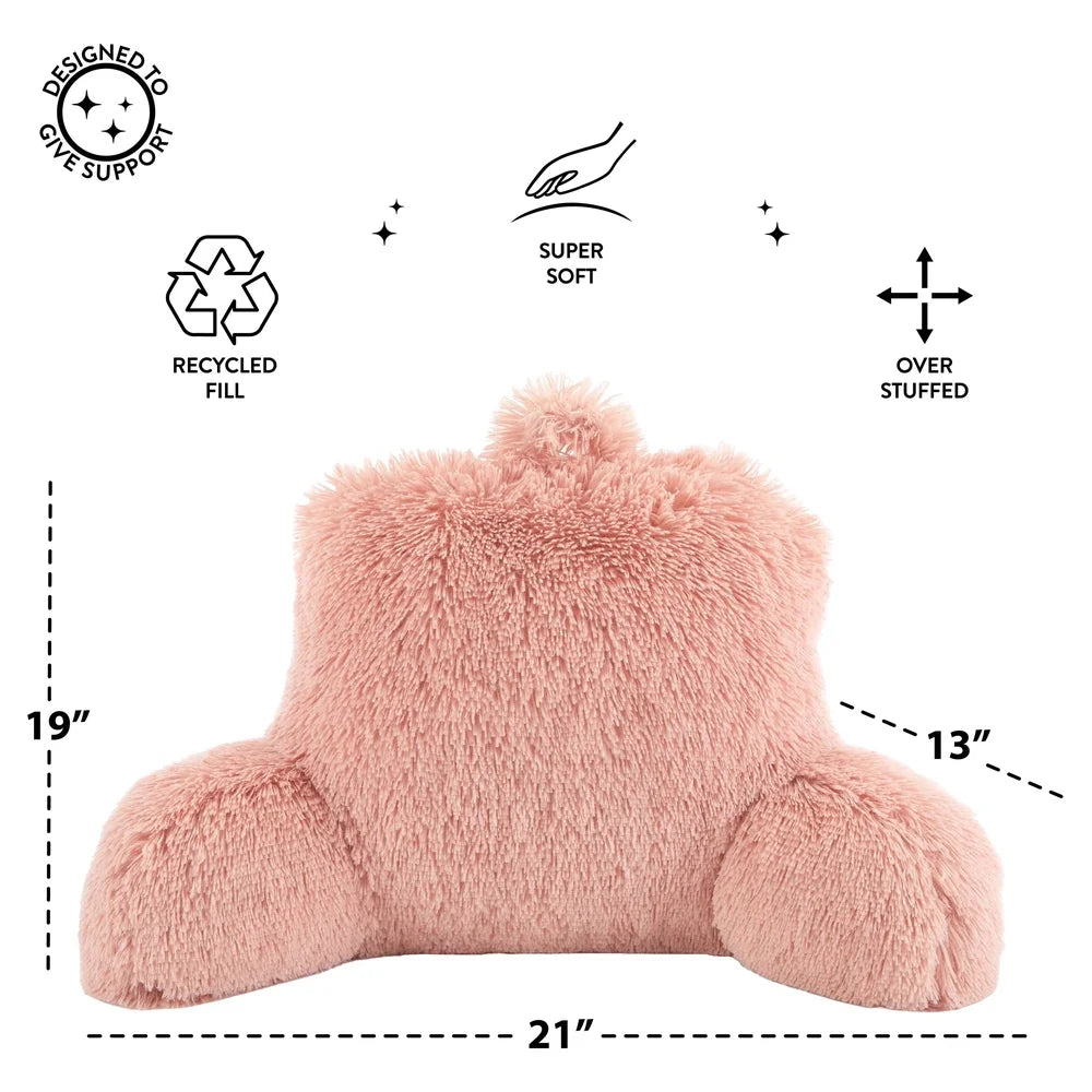 Long Faux Fur Backrest Pillow Soft Polyester Cushion