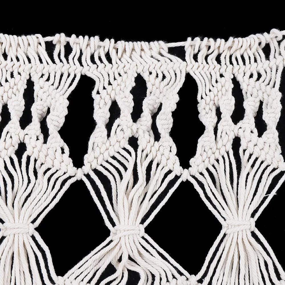 35.43"x70.87" Beige Large Macrame Wall Hanging Hand Woven