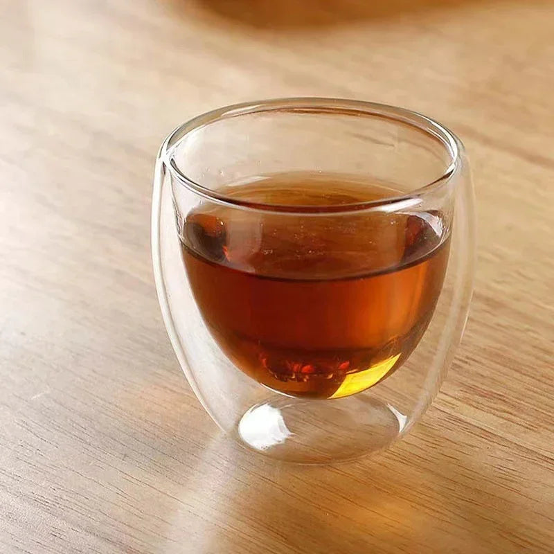 5 Sizes Double Wall Insulated Glass Cup Clear Espresso Coffee Mugs