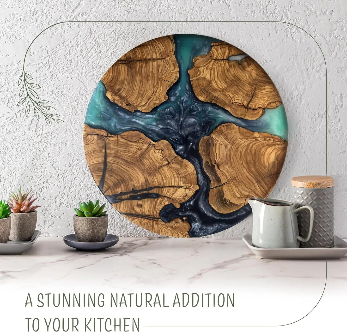 Olive Wood Round Resin Cheese & Charcuterie Board