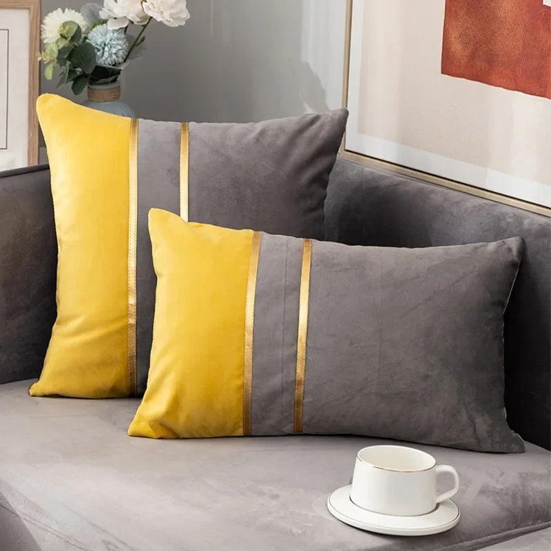 Cushion Cover Color Stitching Dutch Velvet Throw Pillow Case