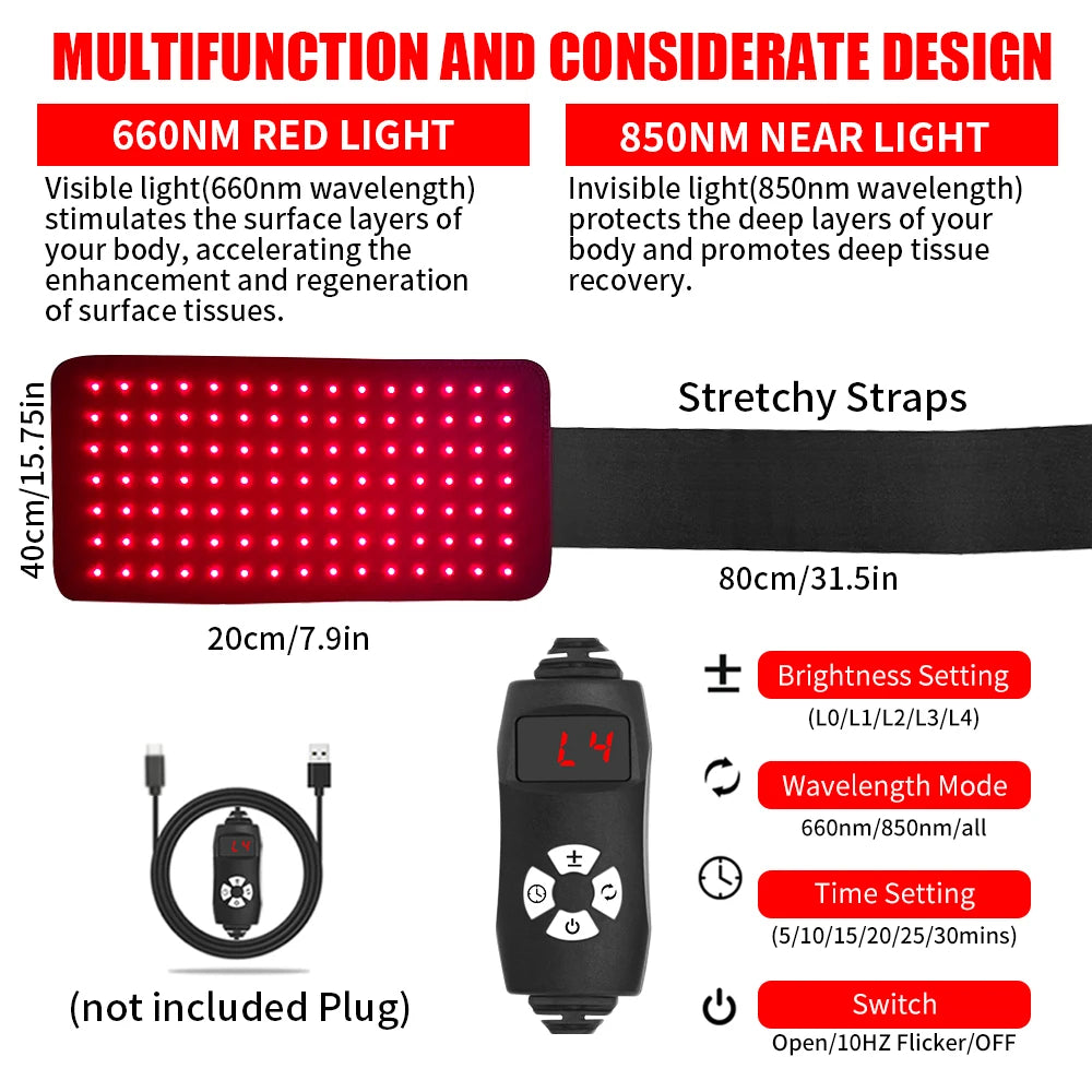 Red Light Therapy Pad for Waist Leg Arm Knee Feet Pain Relief 660nm 850nm