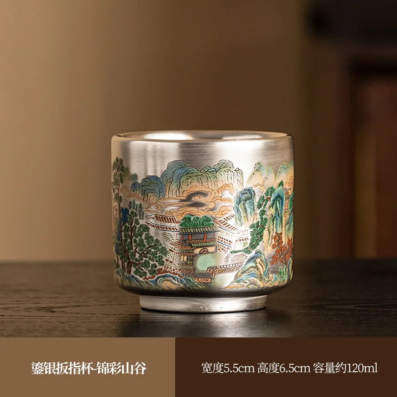 Silver Lined Ceramic Master Tea Cup,