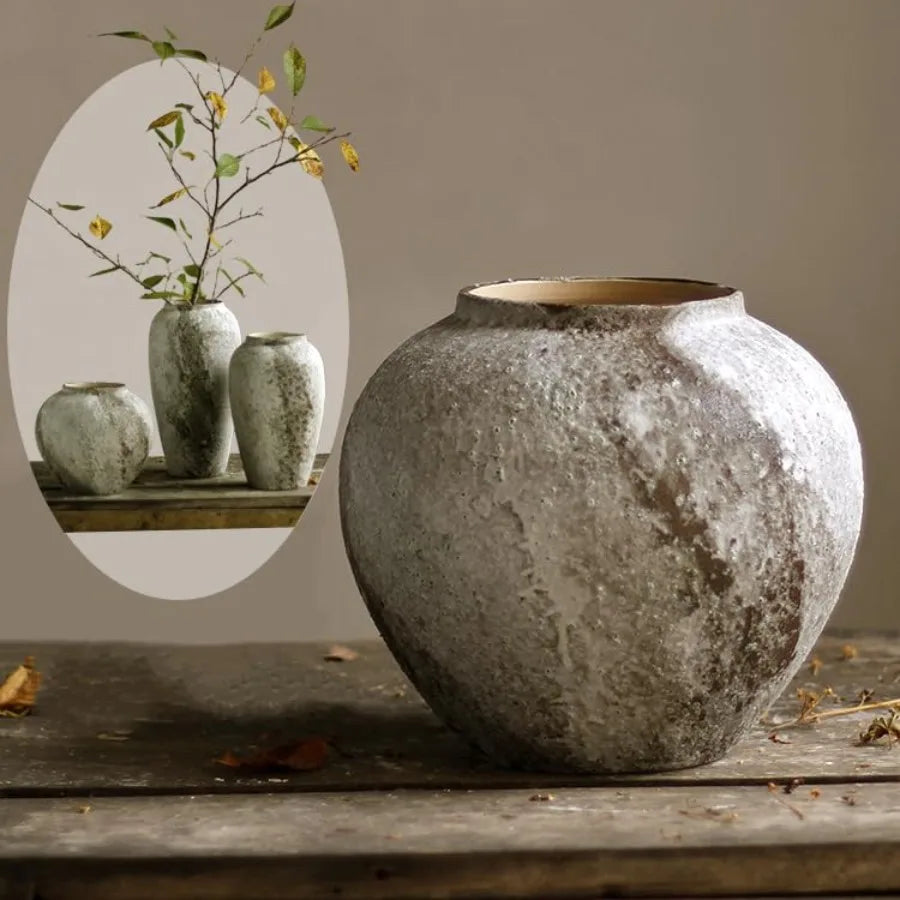 Rustic Ceramic Tall Floor Vase, Large Terracotta Vases