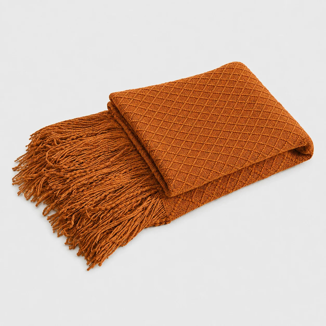Khaki Popcorn Bobble Textured Knit Throw Blanket with Tassel Fringe, Soft Knitted Decorative Blanket, Lightweight Cozy Cover for Couch Sofa Bed, Boho Farmhouse Home Decor for Living Room Bedroom