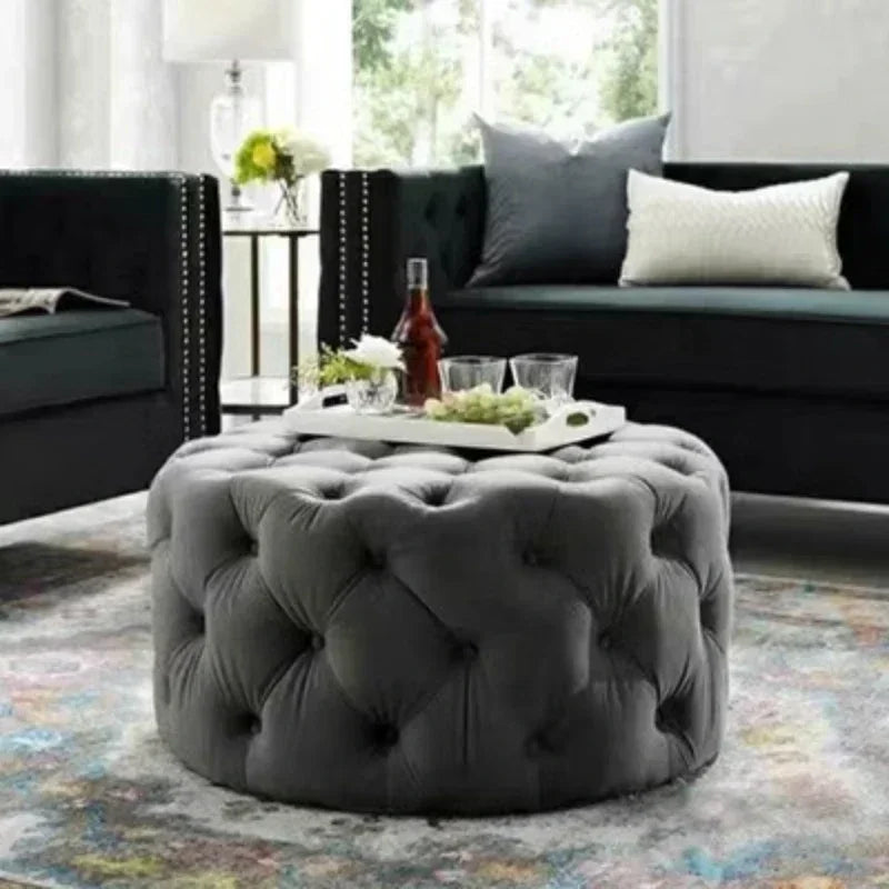 Velvet Floor stool round vanity stool ottoman pouf