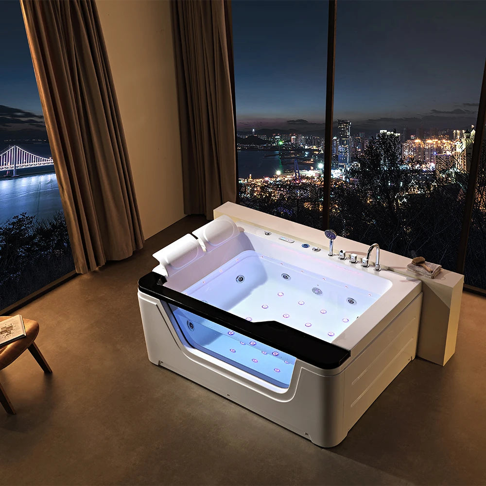 Waterfall Spa Hot Tub 2 Person Free Standing Acrylic Jacuzzie Whirlpools Tub