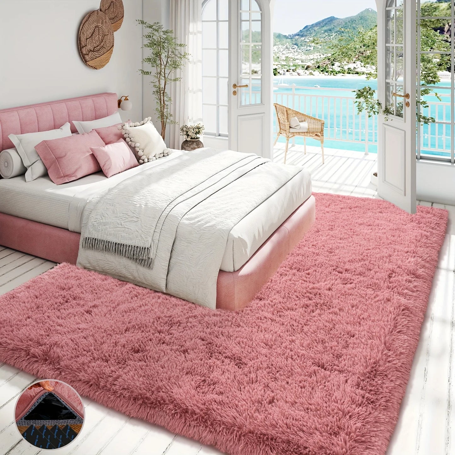 Bean Paste Color Fluffy Plush Non-slip Carpet