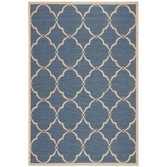 Geometric Indoor/Outdoor Area Rug, Blue/Creme, 2'2" x 4'