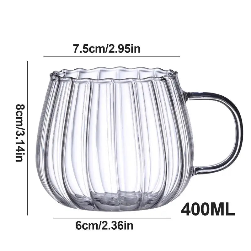 1PC Stripes Glass Mug Cute Coffee Mugs Pumpkin