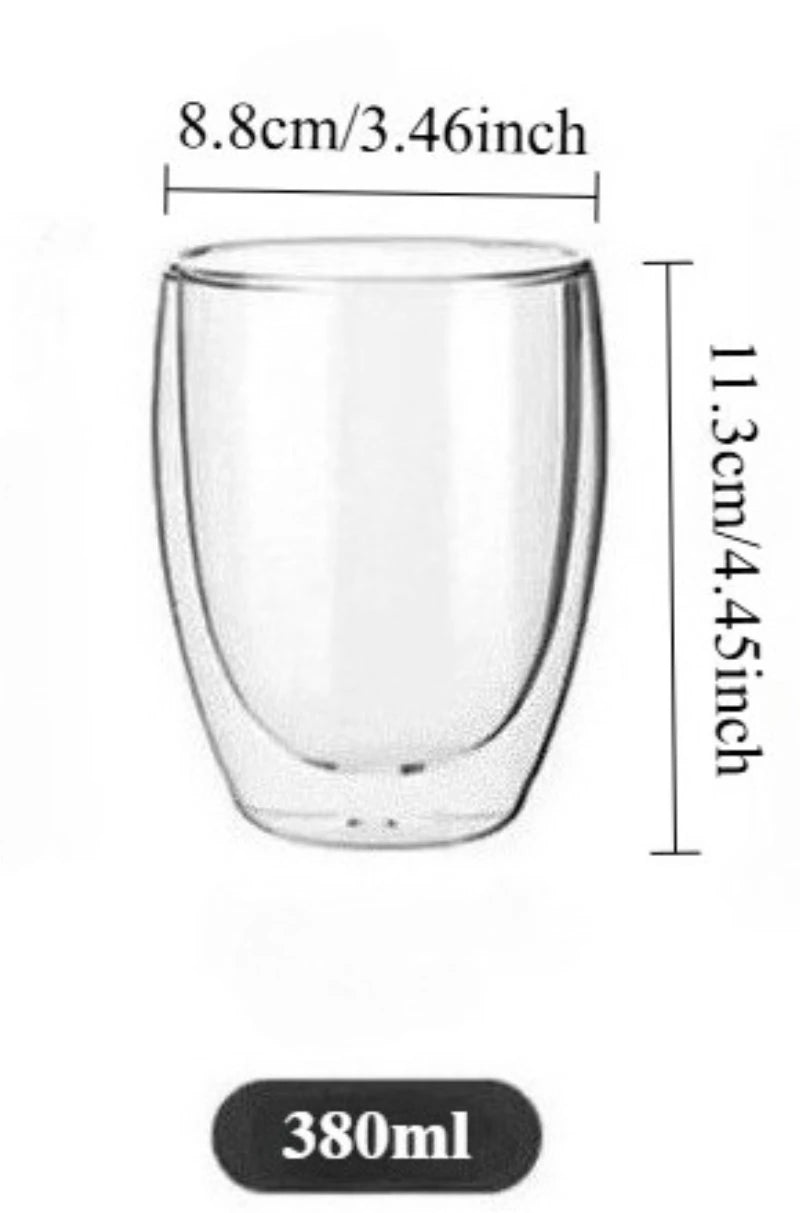 5 Sizes Double Wall Insulated Glass Cup Clear Espresso Coffee Mugs