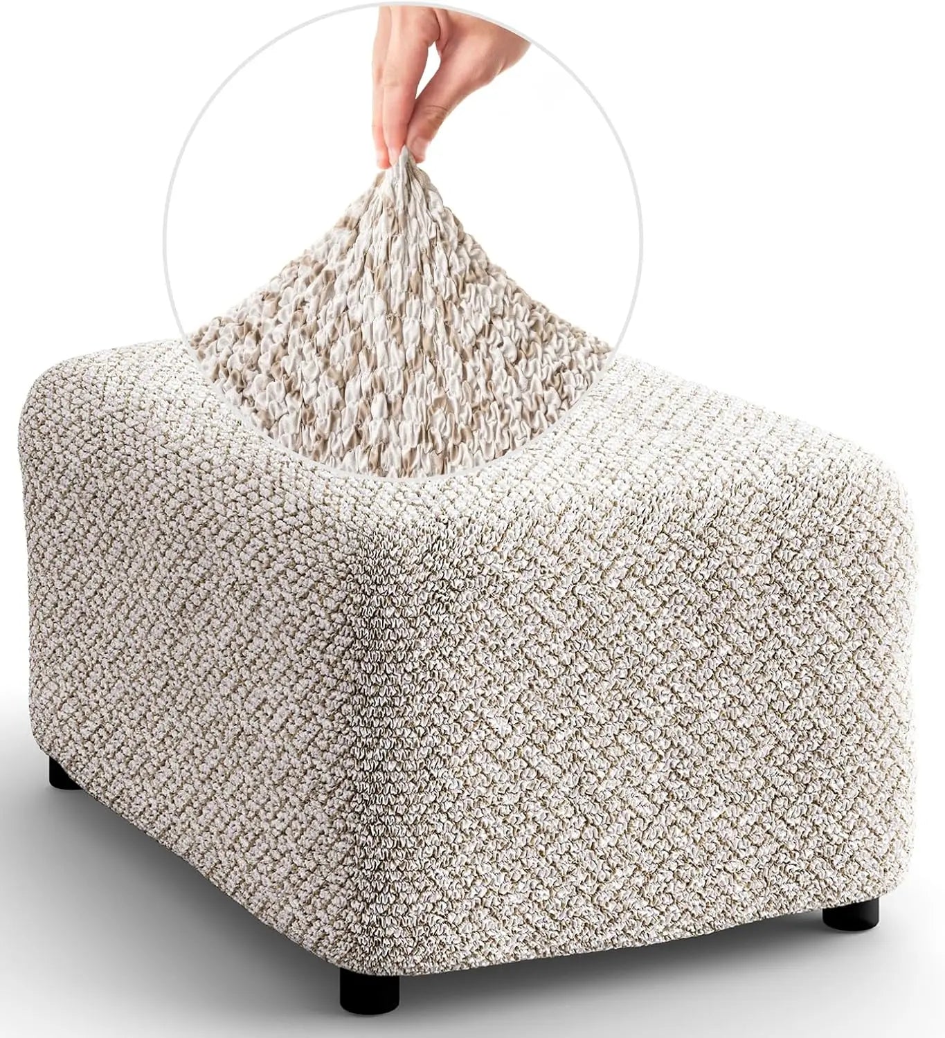 Ottoman Slipcover - Stretch Stool Sofa - Pouf Protector