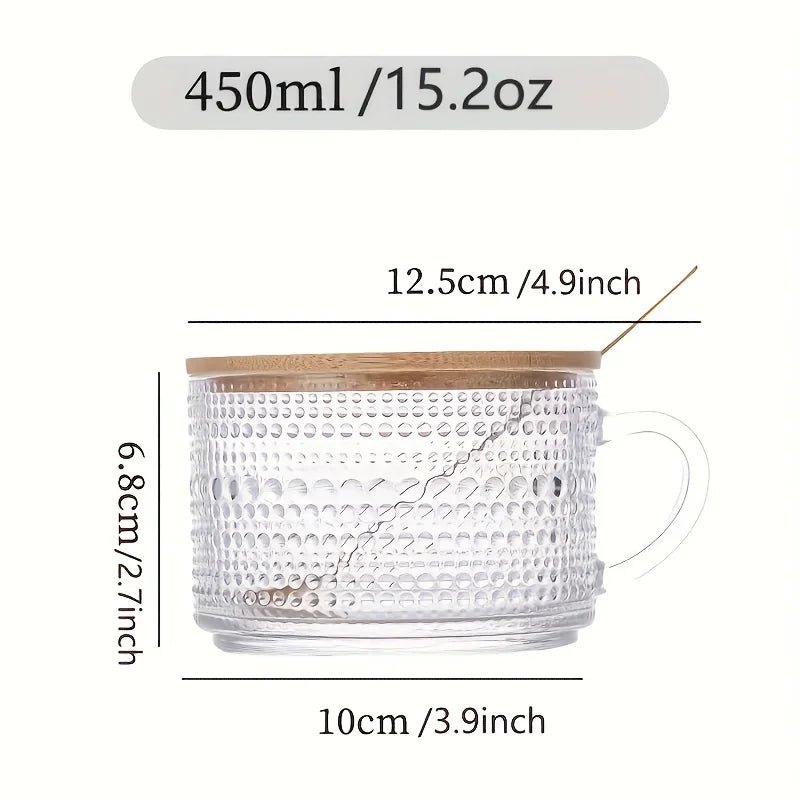 4-piece set of 15.2oz/450ml glass cups and wooden lids