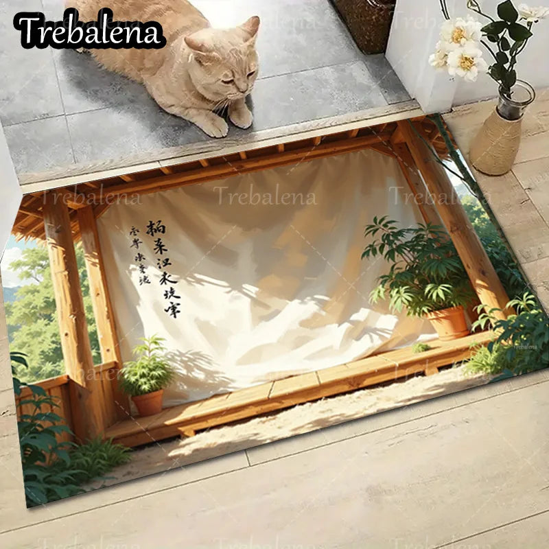 1pc Welcome Door Mat Indoor Outdoor Floor Garden View Rug