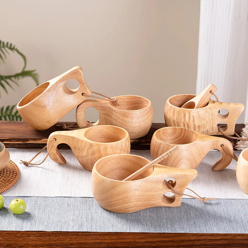 New200ml Outdoor Wood Cup Mug Coffee Milk Acacia-Wood