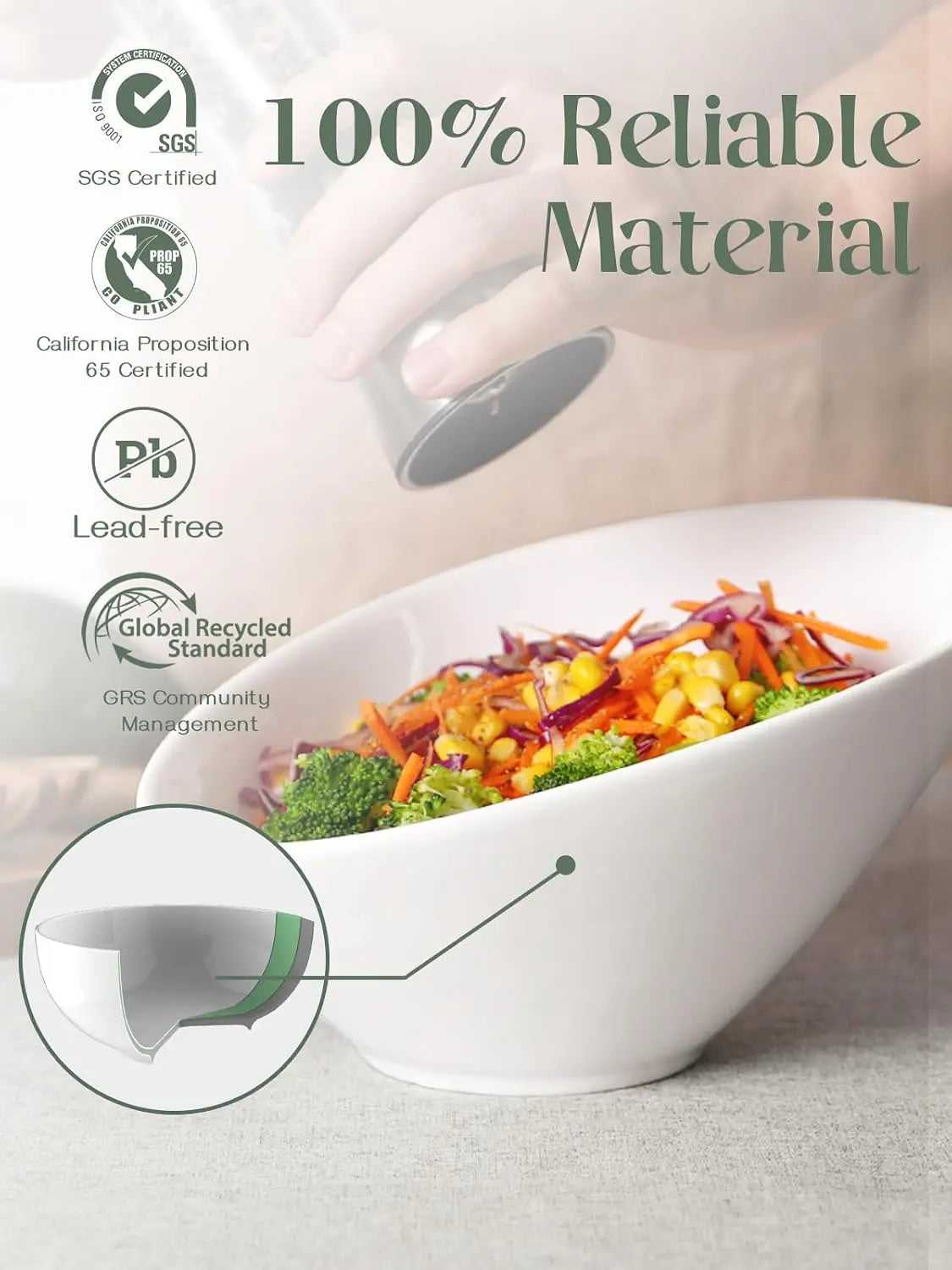 23 OZ Slanted Salad Bowls of 2 Packs - 9.5 Angled Serving Bowls