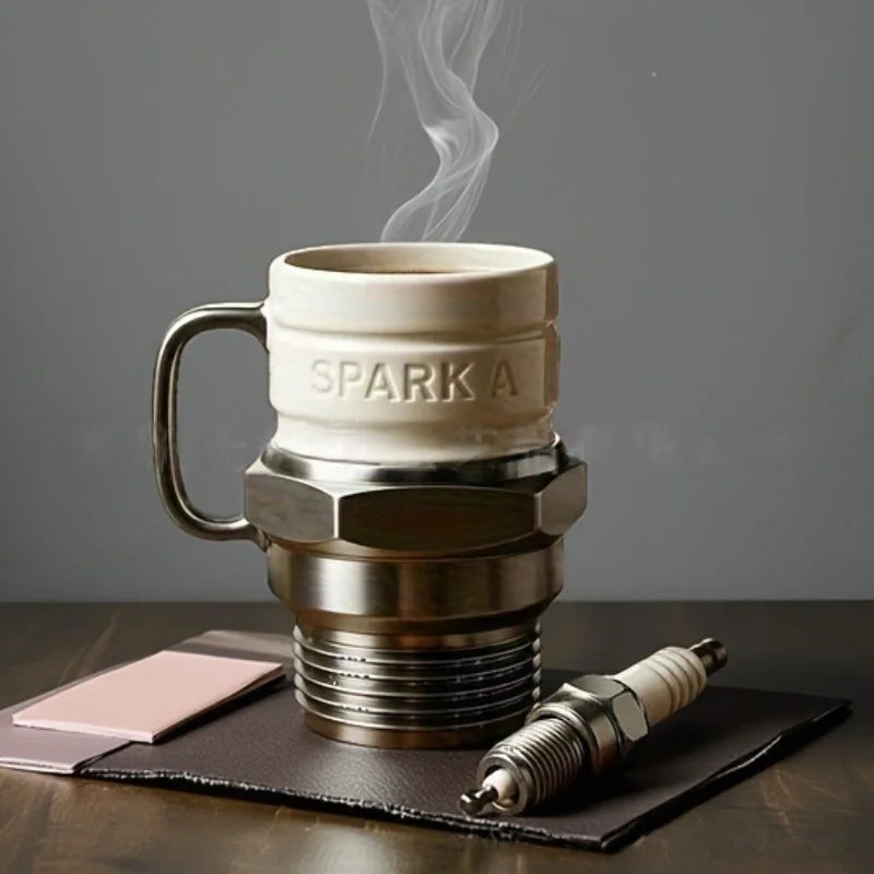12-Ounce Ceramic And Stainless Steel Spark Plug Mark Cup