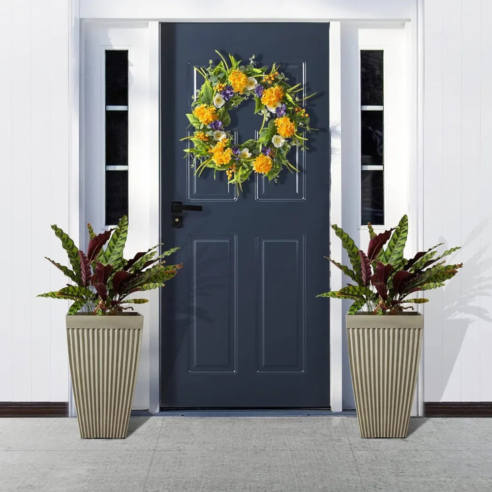 2 Garden Planter Pots 23" H Large, Drainage Hole