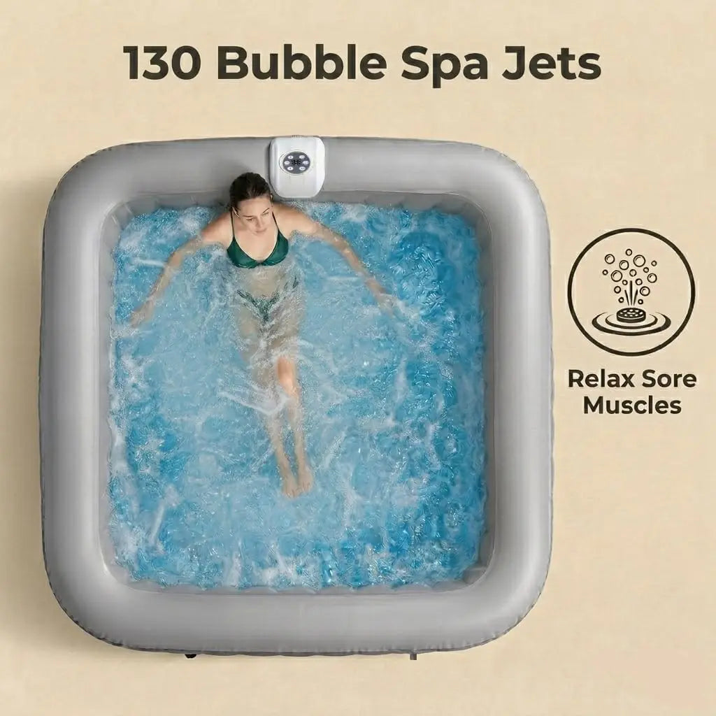 Inflatable Hot Tub 4 6 Person Square Portable 72 8 x 72 8 x 25 6