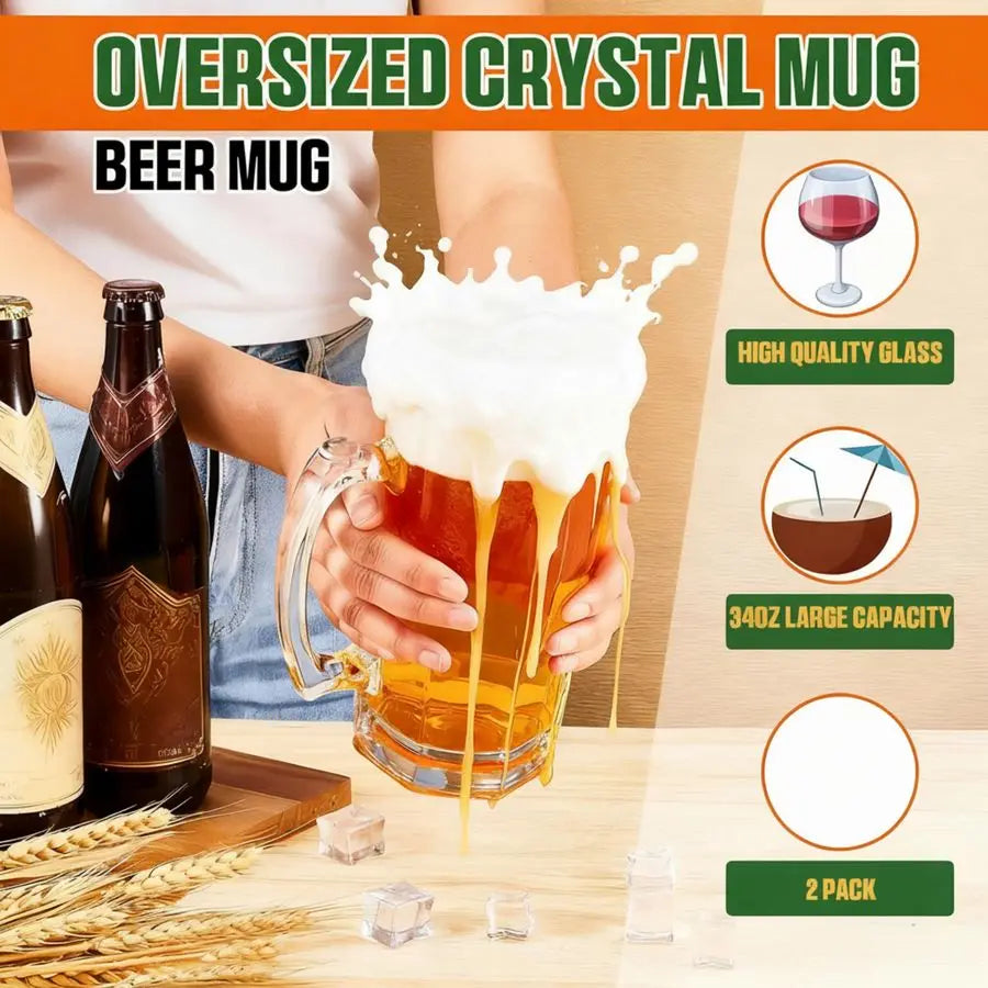4- 34 oz Extra Large Beer Mugs with Handles