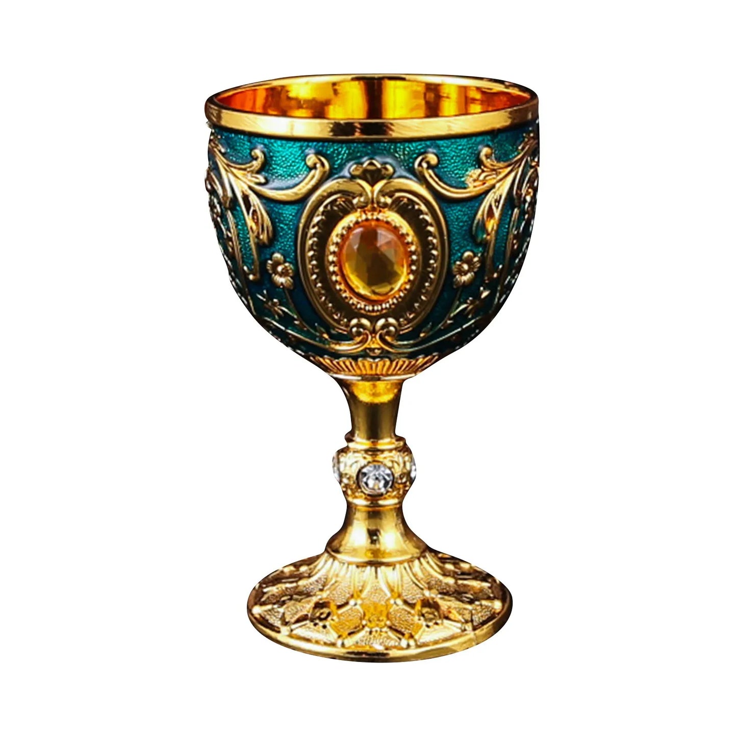Drink Cup Embossed Vintage Metal Wine Cup Diamond-Encrusted