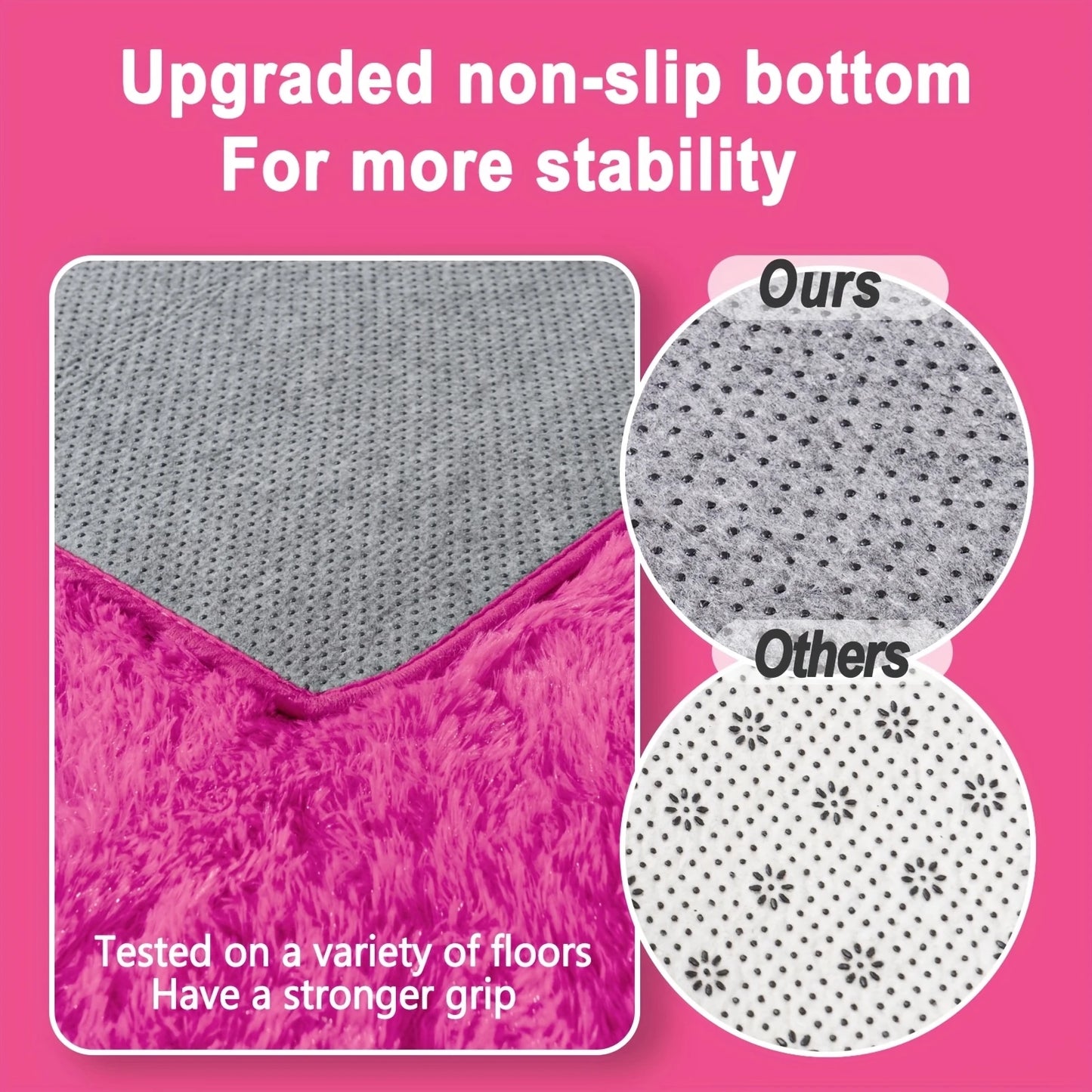 Hot Pink Soft Shaggy Non-Slip Rugs