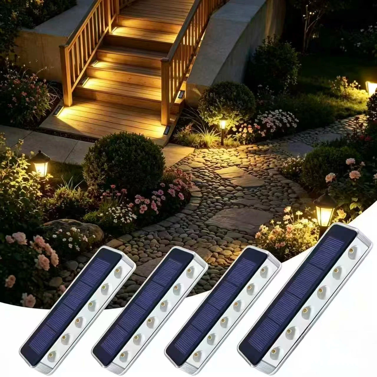 Solar LED Step Lamp Stair Lights Outdoor IP68 Waterproof