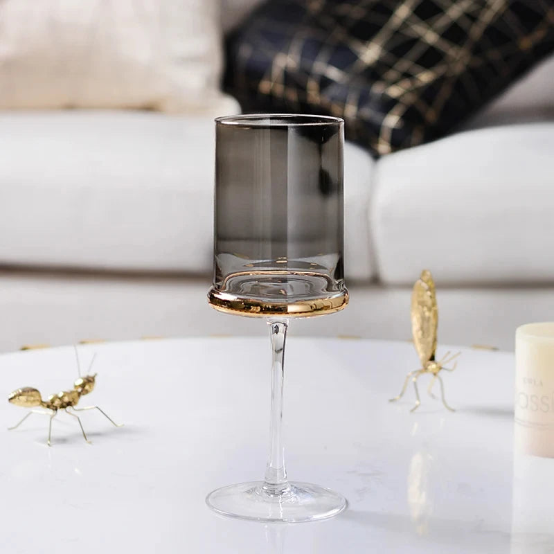 Nordic Smoke Gray Electroplated Gold Wine Glass
