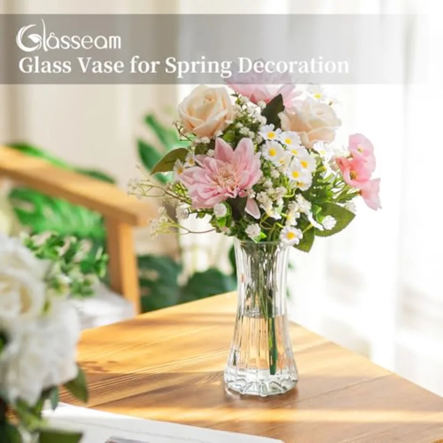 Glass Vase for Home Decor: Clear  - 7.5" Tall