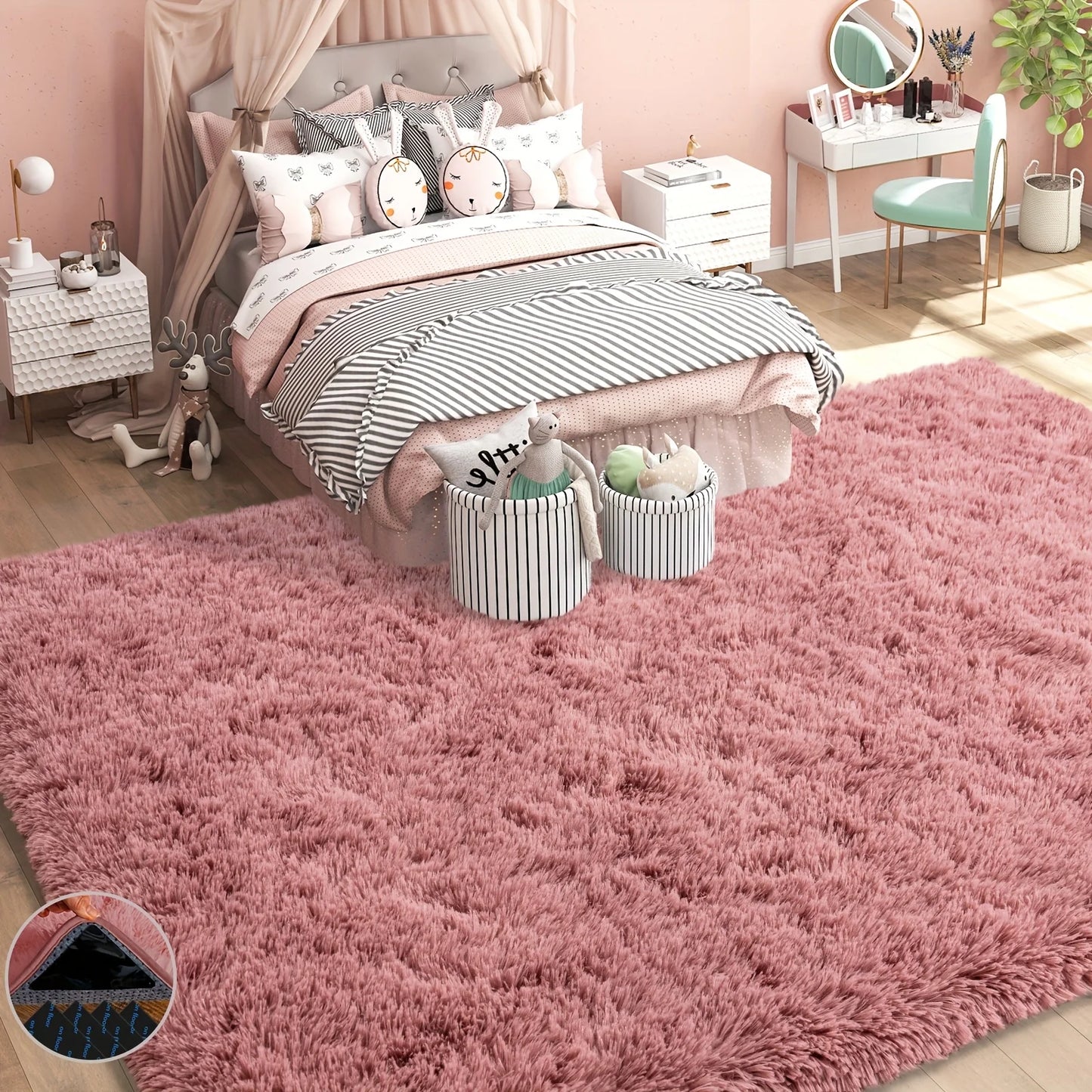 Bean Paste Color Fluffy Plush Non-slip Carpet