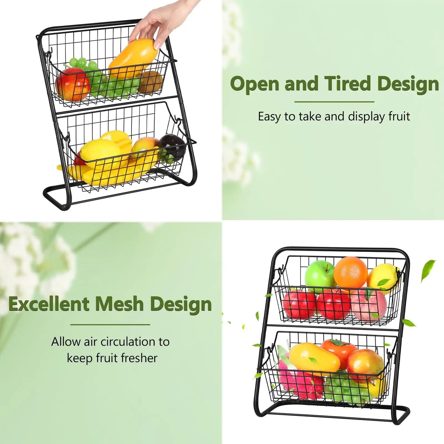 2-Tier Kitchen Fruit and Vegetable Storage Rack,