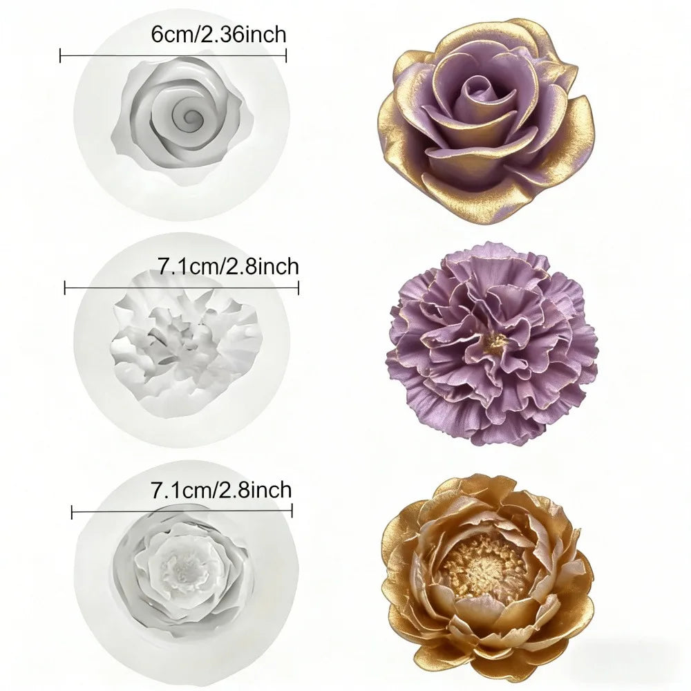 1 Piece 3D Elegant Rose Silicone Mold - Reusable Flexible Mold for Candles, Resin Art, Handmade Soap and Clay Making
